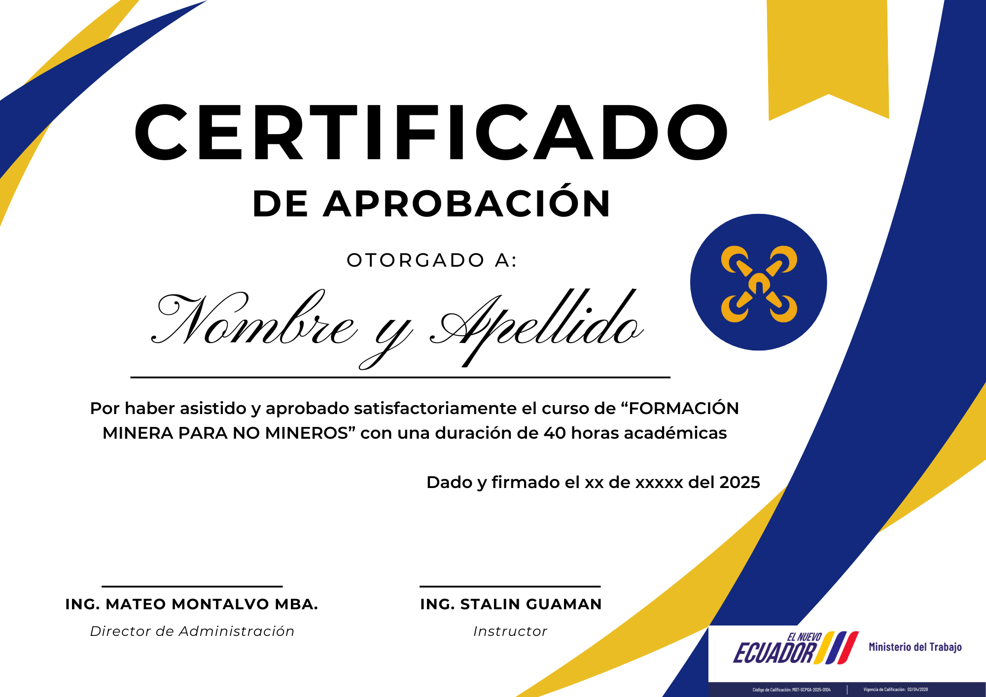 certificado de aprobación